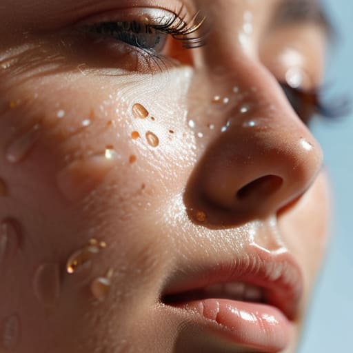 Model achieving a radiant dewy skin finish.