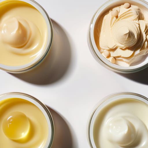 Different moisturizer types and their textures.